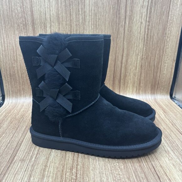 Koolaburra By Ugg Womens Black Victoria Short Suede Faux Fur Lined Boots Size 9 - Picture 1 of 7